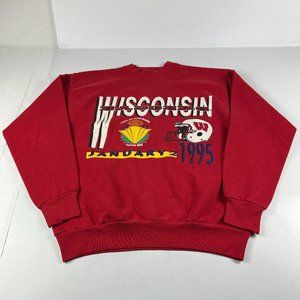 VTG 1995 Hall Of Fame Bowl Wisconsin Badgers Sweatshirt Adult Large Red Crewneck
